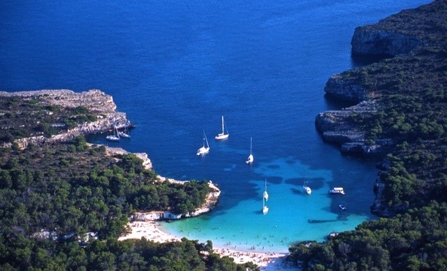 Aerial views of Menorca sea